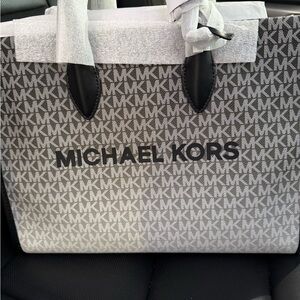 Michael Kors Black and Gray Monogram Tote/ purse
